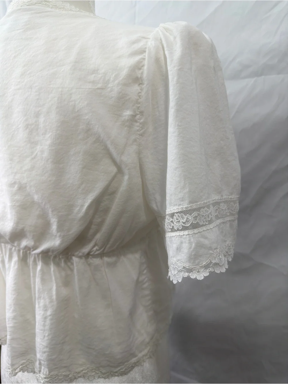 Reformation White Lace-Trim Blouse
